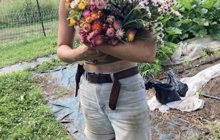 Ruby with an explosion of flowers