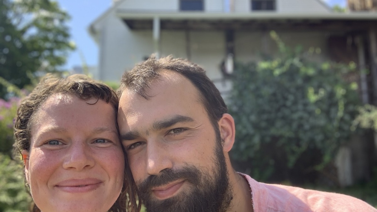 Rose & Graham at the former site of the Marshfield School of Weaving