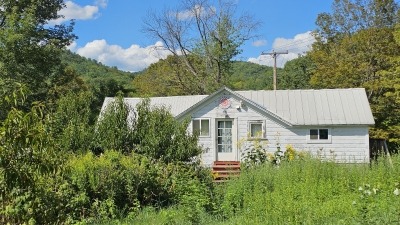 side view of barn, apartment entrance