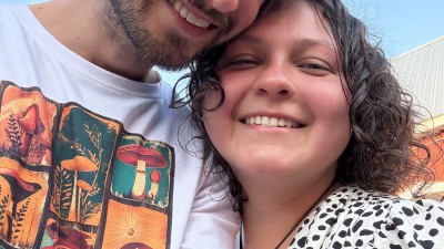 Emma & Kyle after performing at a local open mic